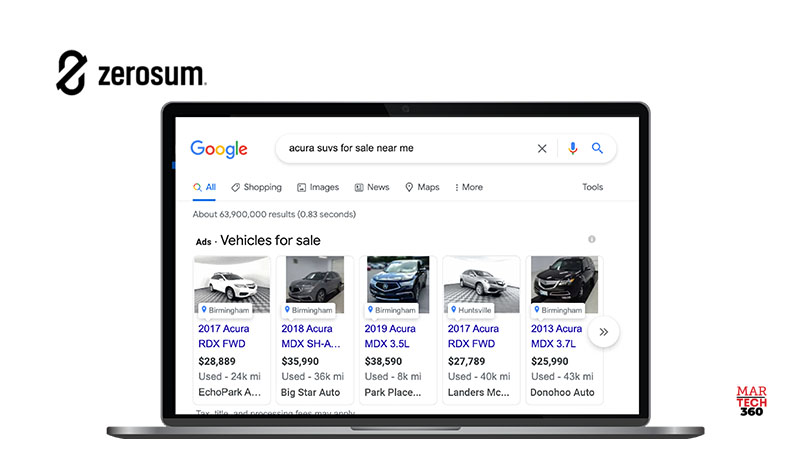 ZeroSum Announces Google Vehicle Ads, an Inventory-Based Shopping Solution for New and Used Car Dealers